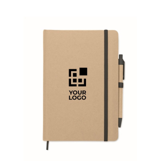 Recycled cardboard notebook with blue ink pen, A5 lined pages