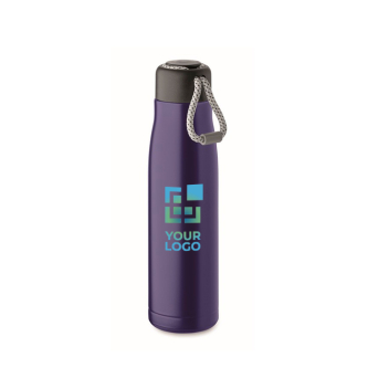 Leak-proof stainless steel bottle with cord handle, 500 ml