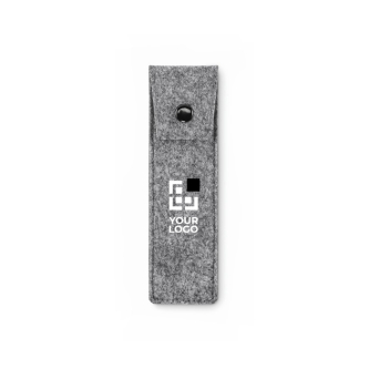 RPET felt pencil case with button closure for 2 pens