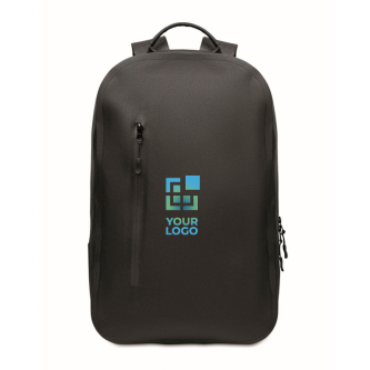 Black RPET laptop backpack, water-resistant, 16''
