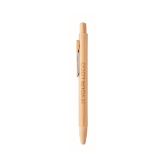 All-bamboo click pen, blue ink