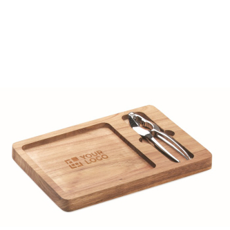 Nutcracker set and acacia wood plate for a corporate gift
