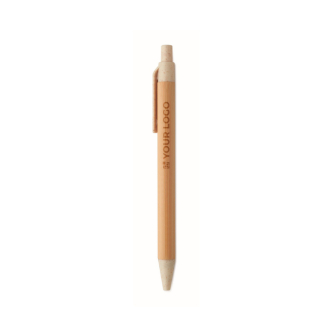 Bamboo and wheat straw click pen, blue ink