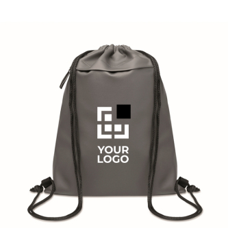 RPET and PU drawstring backpack, front pocket