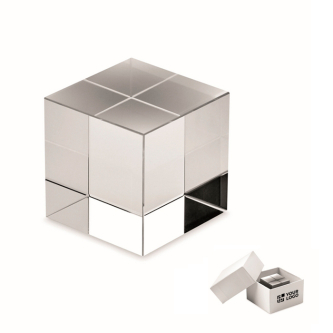 Elegant cube-shaped glass award,