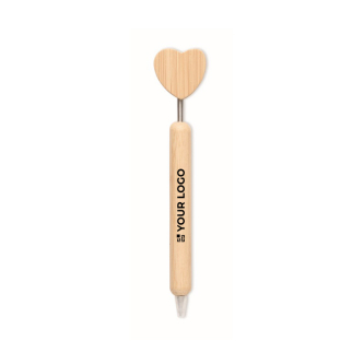 Bamboo pen with heart-shaped detail and blue ink