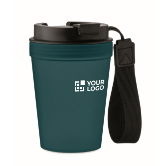 Leakproof travel mug, RPET polyester strap, 300 ml