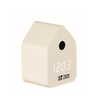 Small birdhouse-shaped desk clock, with alarm