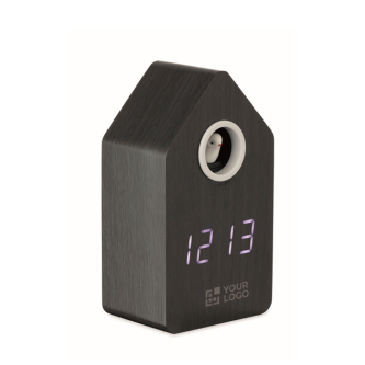 Birdhouse-shaped alarm clock, white LED screen