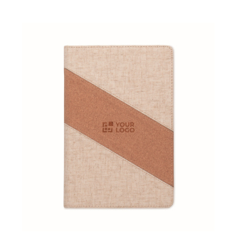 Notebook with cork and cotton details, wireless charger, A5