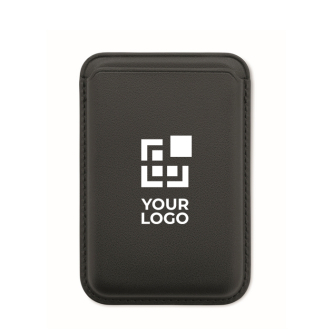 Magnetic faux leather card holder with space for 3 cards