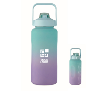 Leakproof RPET bottle with straw and flip-top lid 2L
