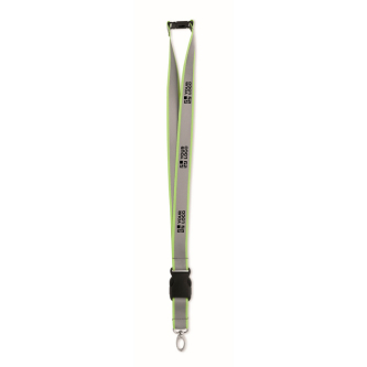 Reflective RPET lanyard with safety breakaway and 2.5 cm width