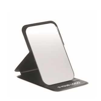PU compact mirror in a foldable case for handbags