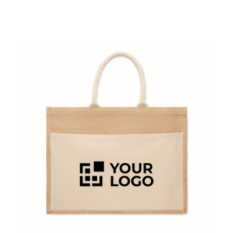Jute bag with front pocket and rope handles 280 g/m²