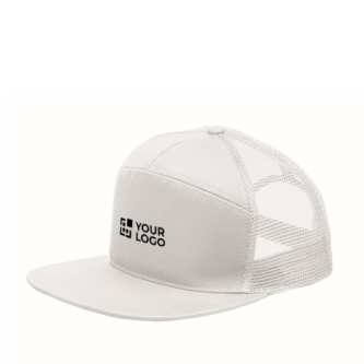 7-panel cotton cap with flat visor and mesh