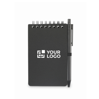 Water-resistant notebook with plastic cover and pen