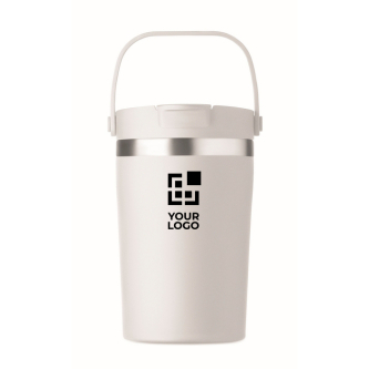 Double-wall recycled stainless steel mug with handle 350 ml