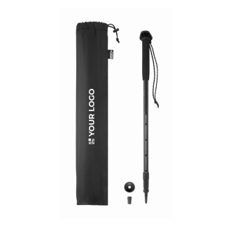 Adjustable walking stick with grip and wrist strap