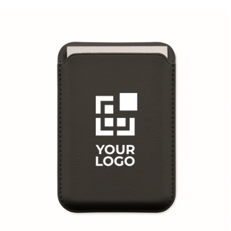 Magnetic PU faux leather card holder for 3 cards