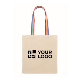 Cotton tote bag with rainbow handles 180 g/m²