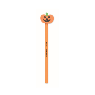 Poplar wood pencil with pumpkin-shaped eraser