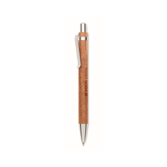 Acacia wood click pen with blue ink