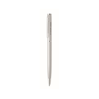 Recycled aluminium pen with chrome clip and blue ink