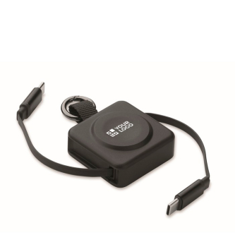 Retractable cable with keyring and USB-C 100W fast charging