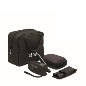 3-in-1 emergency kit with AM/FM radio and LED torch in cooler bag