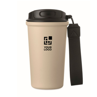 Recycled stainless steel thermal cup with handle and leakproof system 400 ml