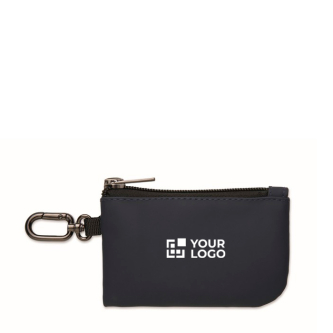 Faux leather coin purse with zip and carabiner for added security