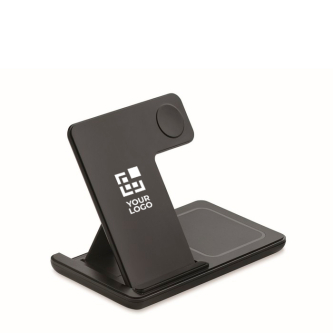 Foldable 3-in-1 wireless charging station with integrated stand 15W