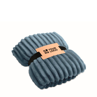 Striped fleece blanket with ribbon and kraft card 450g/m²