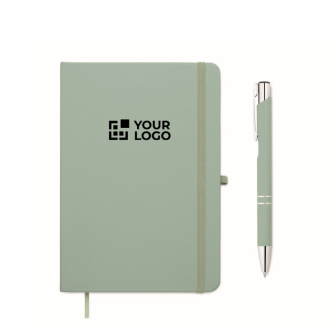 A5 PU notebook set with blue pen and lined pages