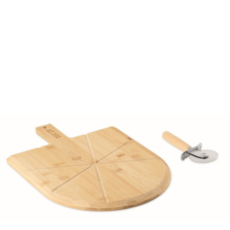 Bamboo pizza board with stainless steel pizza cutter included