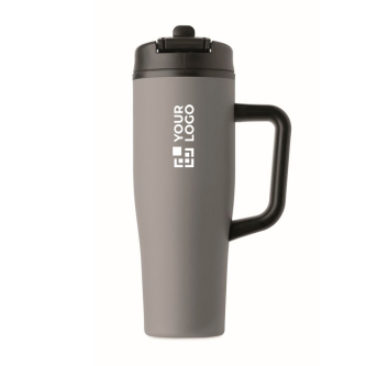 Leakproof recycled stainless steel thermal tumbler with handle and straw 900 ml