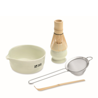5-piece ceramic and bamboo matcha set in gift box