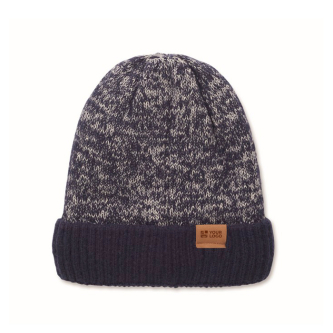 Unisex polyester beanie with fleece lining, turn-up and one size