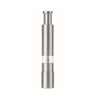 Manual stainless steel and acrylic pressure salt or pepper mill