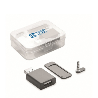 Set with webcam cover and data / audio blocker for employees