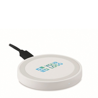 Black wireless phone charger with blue light indicator