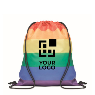 Drawstring bag, RPET, eye-catching rainbow colours