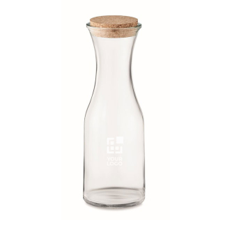 Large branded glass bottle with cork cap, 1 L
