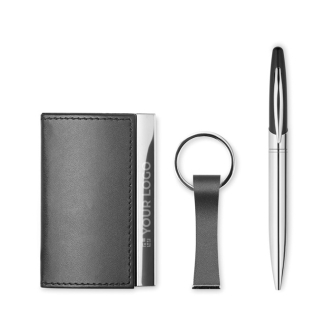 Set with pen, business card holder and keyring