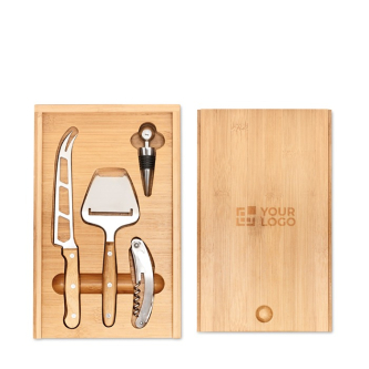 Wine and cheese set for connoisseurs in a bamboo box