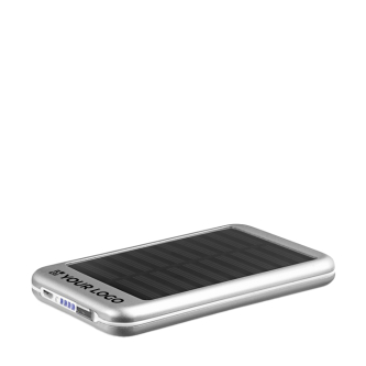 Aluminium power bank with solar cells, 4,000 mAh