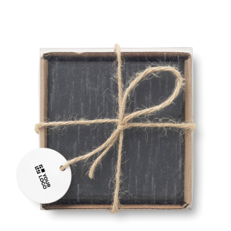 Square slate coasters with EVA feet, set of 4