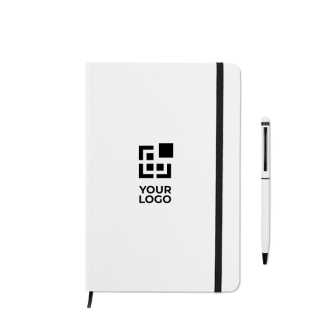 Lined DIN notebook with coloor-matched ballpoint pen, A5