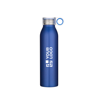 Recycled stainless steel bottle, round carry handle, 650ml